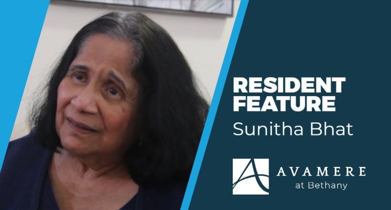 Assisted living senior resident giving her testimonial